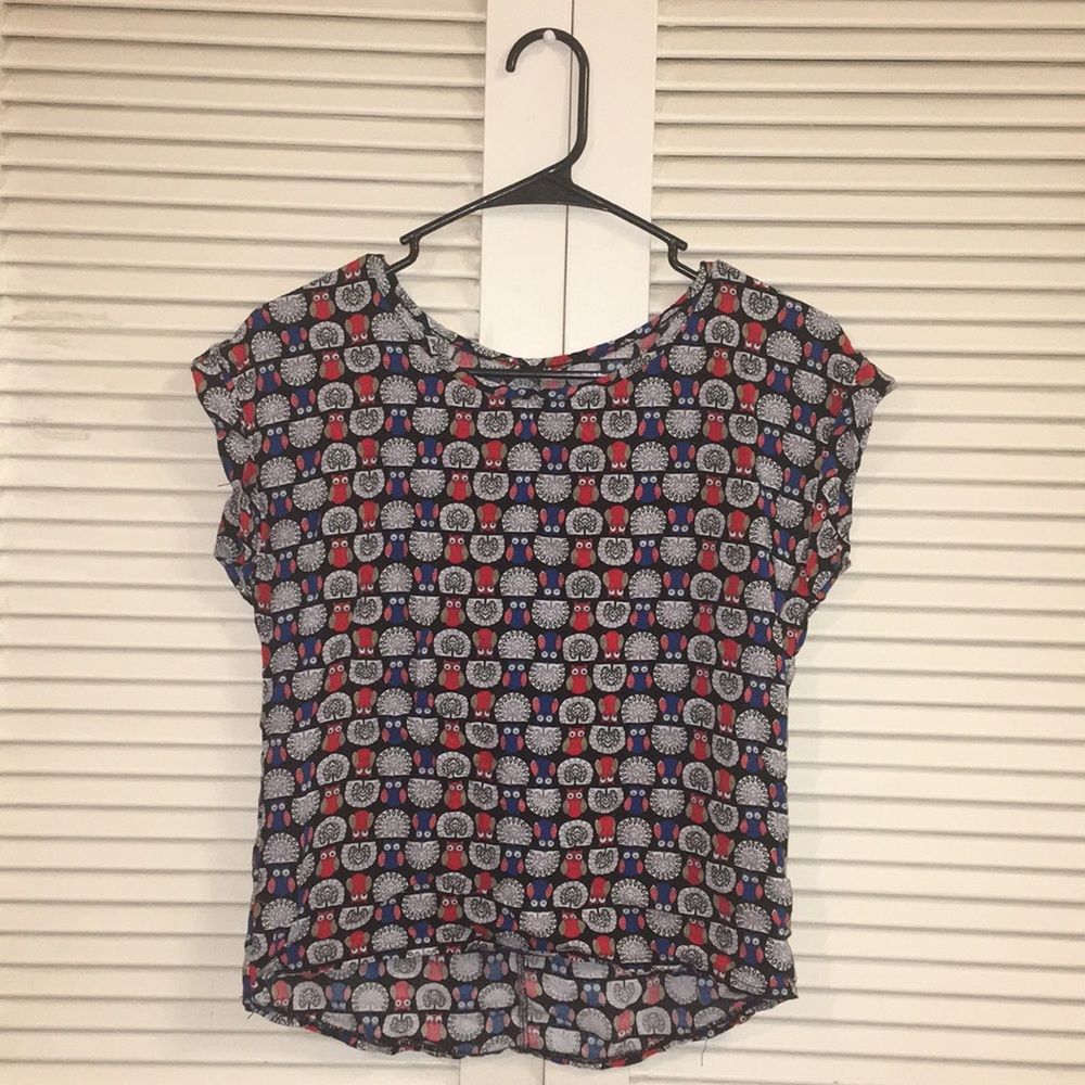 Owl Pattern - Short Sleeved Top